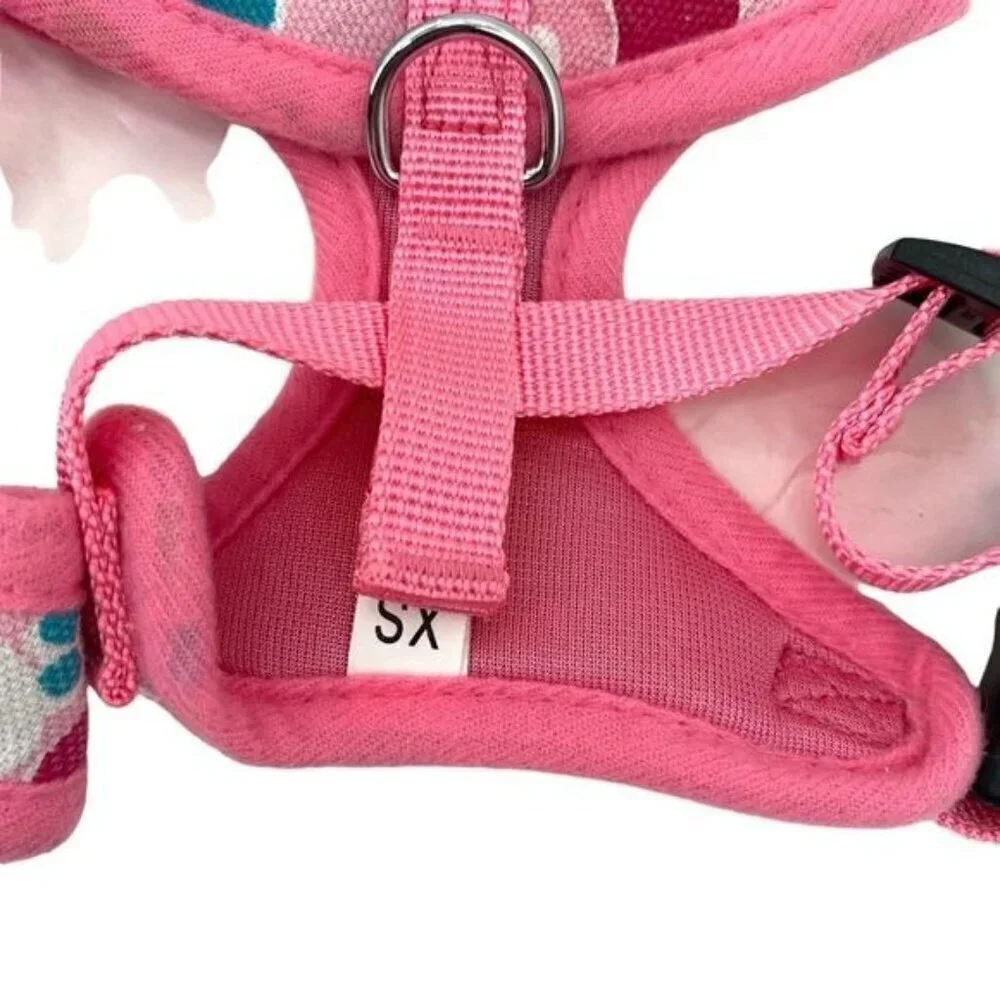 Dog Harness Set Of 2 Pink Floral Mod Print XS Flaw